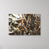 Artist Paintbrushes and Paint in Old Wooden Case