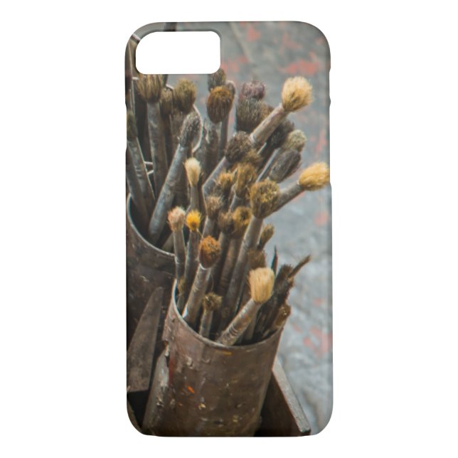 Artist Paintbrushes in Old Rusty Tin Cans Case-Mate iPhone Case (Back)