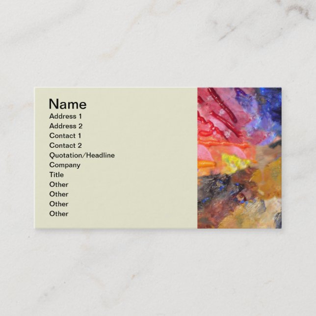 Artist Painter's Palette Colourful Paint  Business Card (Front)
