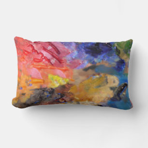 Artist Painter's Palette Colourful Paint Lumbar Pillow