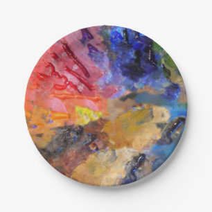 Artist Painter's Palette Colourful Paint  Paper Plate