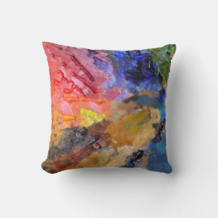 Artist Painter's Palette Colourful Paint Throw Pillow