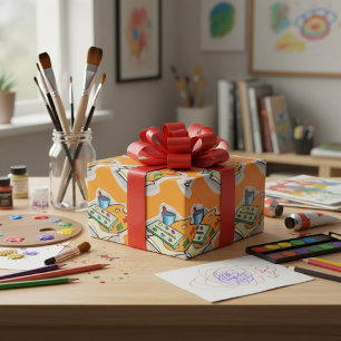 Artist Paints Wrapping Paper