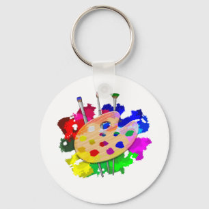 Artist Palette And Brushes Keychain