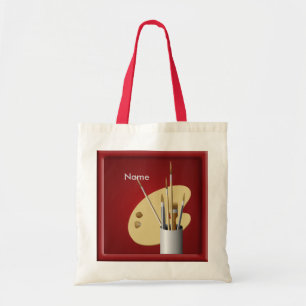 Artist Palette and Brushes Red Budget Tote Bag