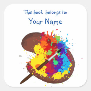 Artist Palette & Paint Fun Bookplate Square Sticker