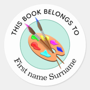 Artist Palette This Book Belongs To Personalized  Classic Round Sticker