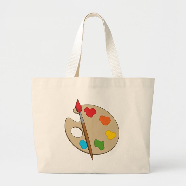 Artist Palette with Paint Brush Large Tote Bag (Front)