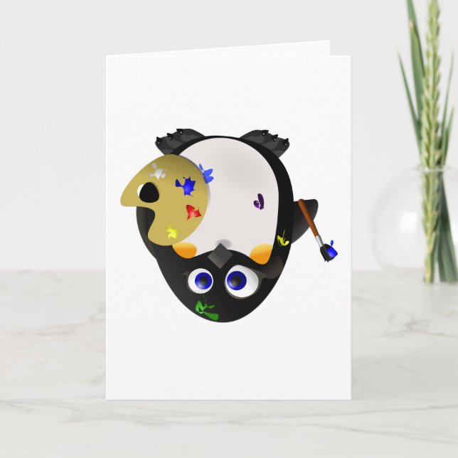 Artist Penguin -- Leftie Greeting Card (Front)