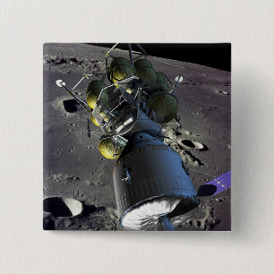 Artist rendition of a new spaceship to the moon 2 inch square button