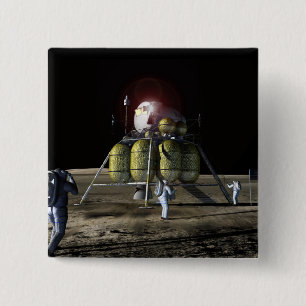 Artist rendition of a new spaceship to the moon 2 inch square button
