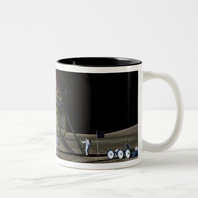 Artist rendition of a new spaceship to the moon 2 Two-Tone coffee mug (Right)