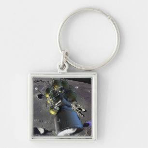 Artist rendition of a new spaceship to the moon keychain