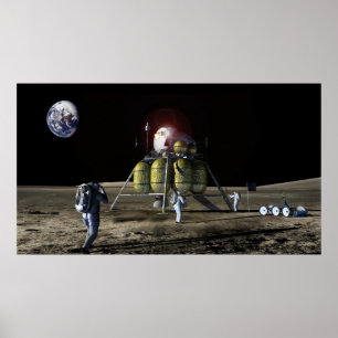 Artist rendition of a new spaceship to the moon poster