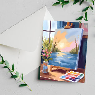 Artist’s Canvas   Pastel Watercolor Painting Card