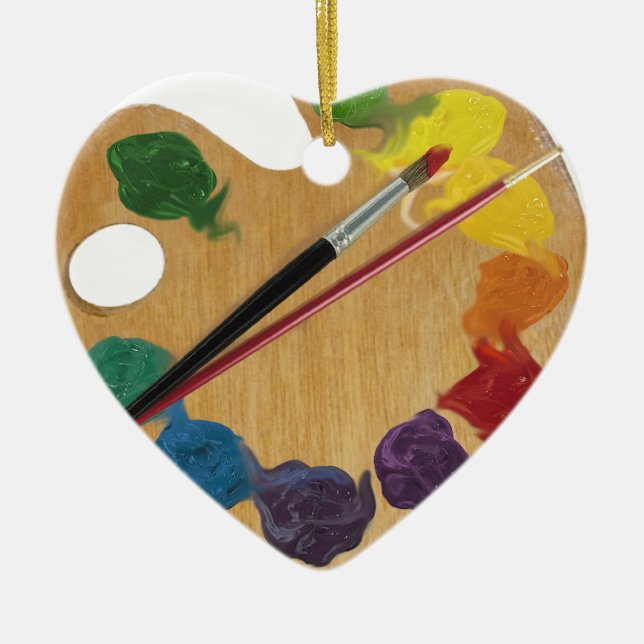 Artist`s palette colour wheel ceramic ornament (Front)