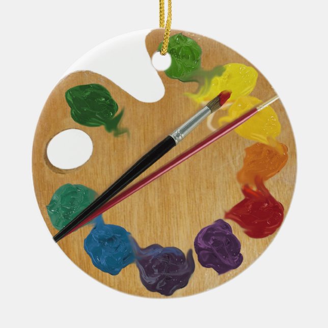 Artist`s palette colour wheel ceramic ornament (Front)