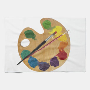 Artist`s palette colour wheel kitchen towel