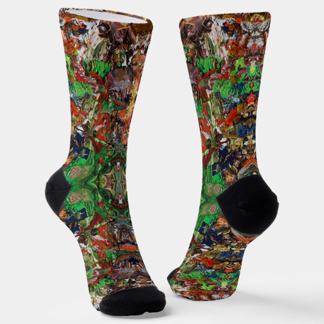 Artist’s Palette: Expressive Paint Stroke Pattern Socks (Angled)