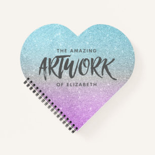 Artist Sketchbook Elegant Blue Purple Glitter Notebook