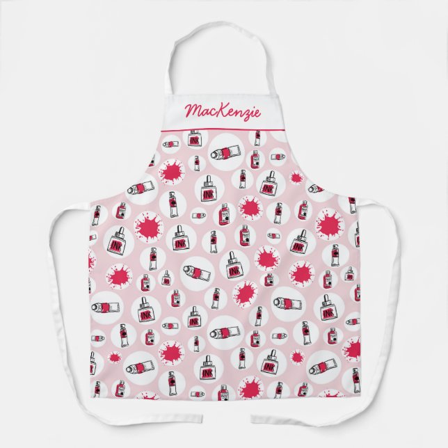 Artist Smock Art Supplies Pattern Personalized Apron (Front)