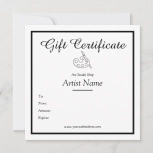 Artist Studio Gift Certificate Template
