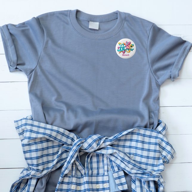 Artist Typography, Colourful, Modern, Stylish 1 Inch Round Button (Creator Uploaded)