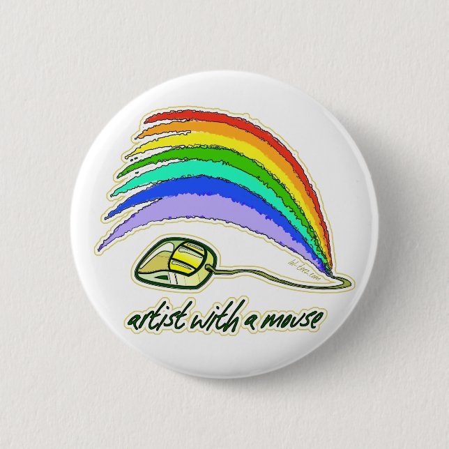 Artist with Mouse 2 Inch Round Button (Front)