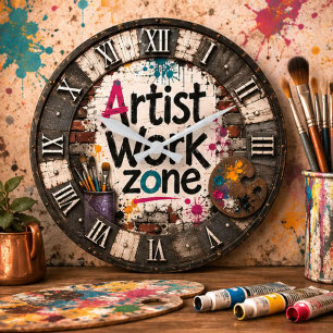 Artist Work Zone Creative Studio Gift for Artists Large Clock