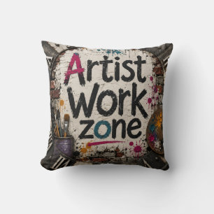Artist Work Zone Creative Studio Gift for Artists Throw Pillow