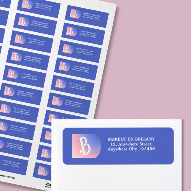 Artiste de maquillage Monogramme moderne bleu rose (Créateur téléchargé)