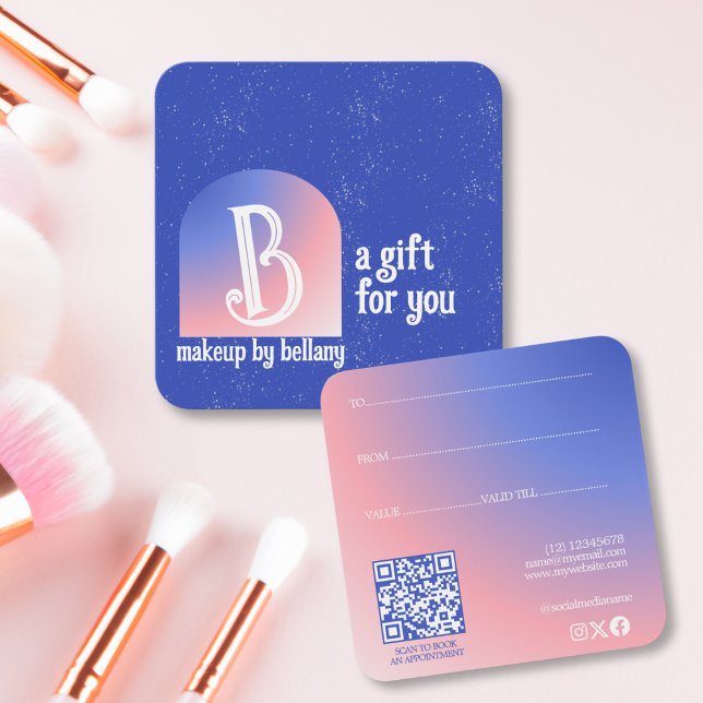 Artiste de maquillage Monogramme moderne bleu rose (Créateur téléchargé)