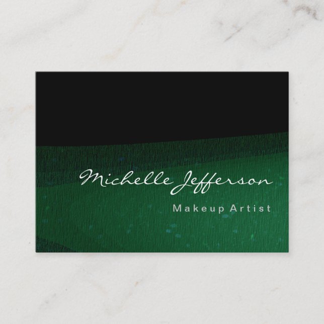 Artiste de maquillage Vert Noir Carte de visite Ch (Devant)
