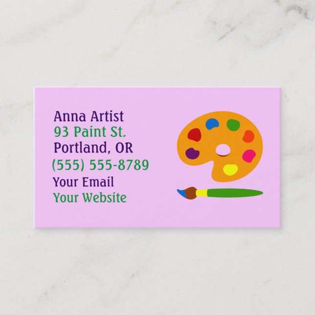 Artiste de palette de peinture Cartes de visite (Devant)