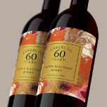 Artistic Abstract Boho Colourful 60th Birthday Wine Label<br><div class="desc">Celebrate an important milestone birthday with this colourful contemporary design in a bold abstract painted texture of orange, gold, red, burgundy, navy and ivory. Sophisticated and bohemian, the colours are a wonderful choice for an artist's or creative person's celebration. A text template is included to personalize the text with your...</div>