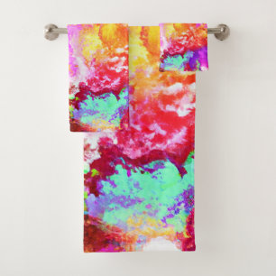 Artistic Abstract Colour Explosions Bath Towel Set