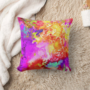 Artistic Abstract Colour Explosions Throw Pillow