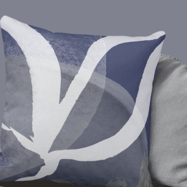Artistic Abstract Design | Blue Grey & White Throw Pillow (Creator Uploaded)
