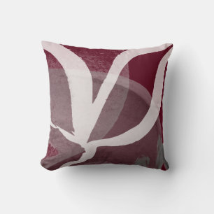 Artistic Abstract Design   Burgundy Grey & White Throw Pillow