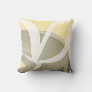 Artistic Abstract Design   Yellow Grey & White Throw Pillow