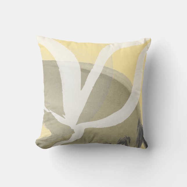 Artistic Abstract Design | Yellow Grey & White Throw Pillow (Front)
