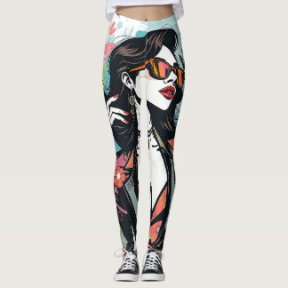 Artistic Abstract Floral-Paint Splatter Yoga Pants