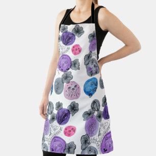 Artistic Abstract Floral Watercolor All-Over Print Apron