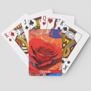 Artistic Abstract Marbled Rose   Playing Cards