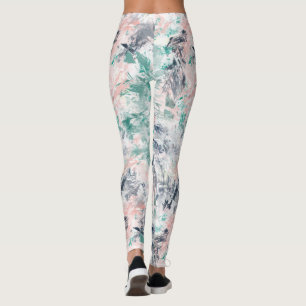 Artistic Abstract Pastel Brush Stroke Pattern Leggings