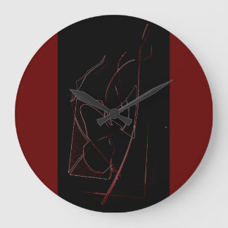 ARTISTIC ABSTRACT RED AND BLACK ROUND WALL CLOCK