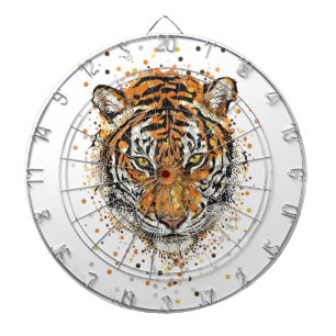 Artistic Abstract Splatter Tiger Face Wildlife Dartboard