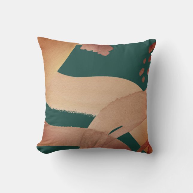 Artistic Abstract | Teal & Orange Colour Palette Throw Pillow (Front)