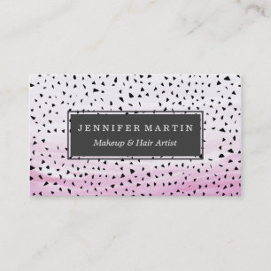 Artistic Abstract Triangles on Pink Watercolor Business Card