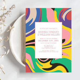 Artistic Abstract Vibrant Chic Wedding Invitation